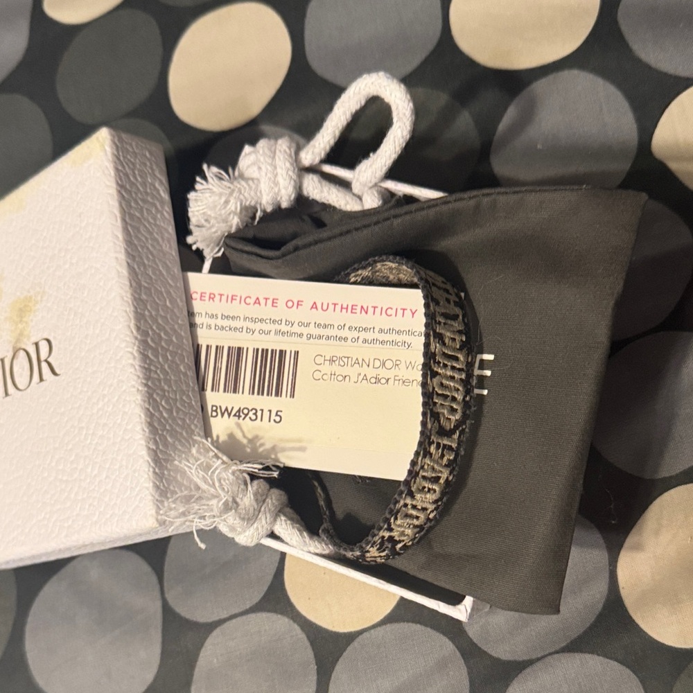 Dior navy and Beige Embroidered Logo Bracelet